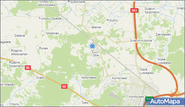 mapa Stok, Stok gmina Ostrów Mazowiecka na mapie Targeo